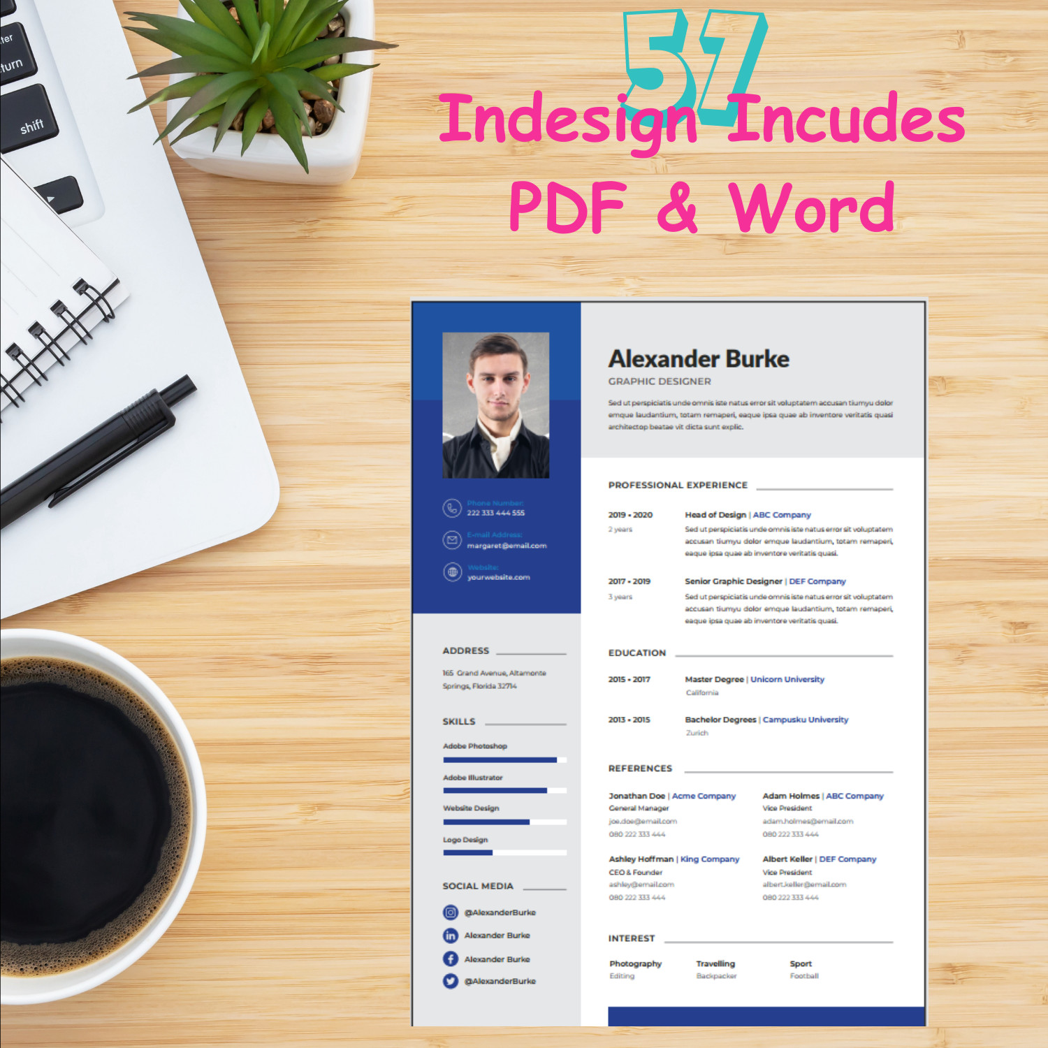 Resume – Illustrator-In Design – Templates 100+ CV with Word, Eps & PDF & Bonus