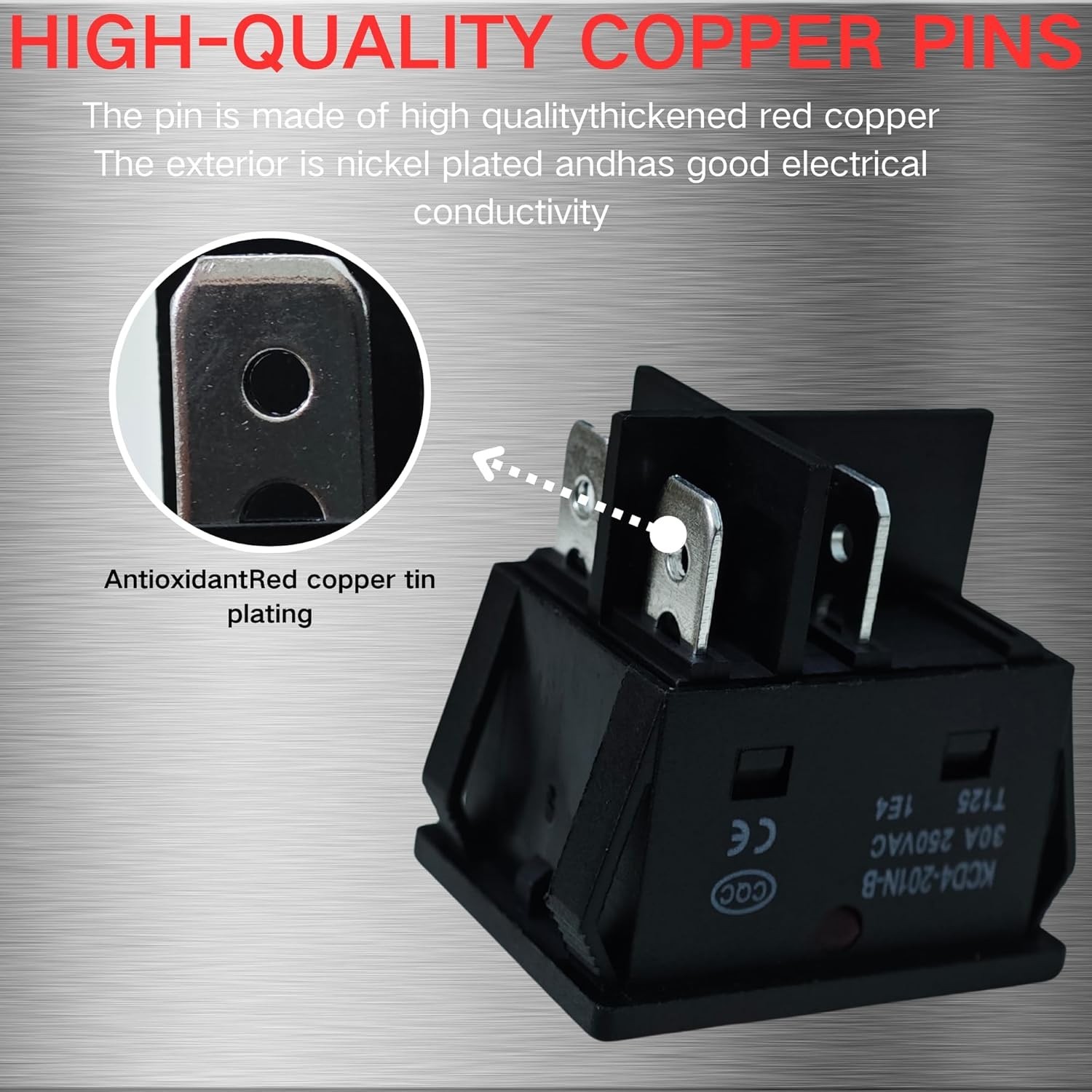«2 Pack 30A 250V Rocker Switch, Red LED, DPST 4 Pin, Heavy Duty, 120V Toggle «