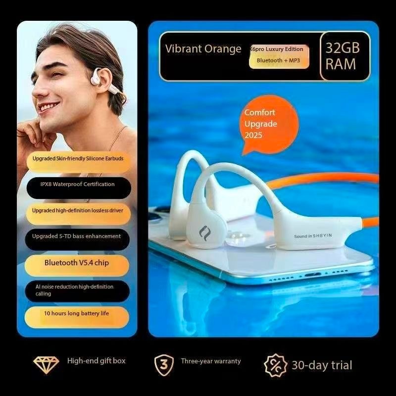 SHEYIN X6Pro Bone Conduction Bluetooth Headphones with Ultra Long Battery Life