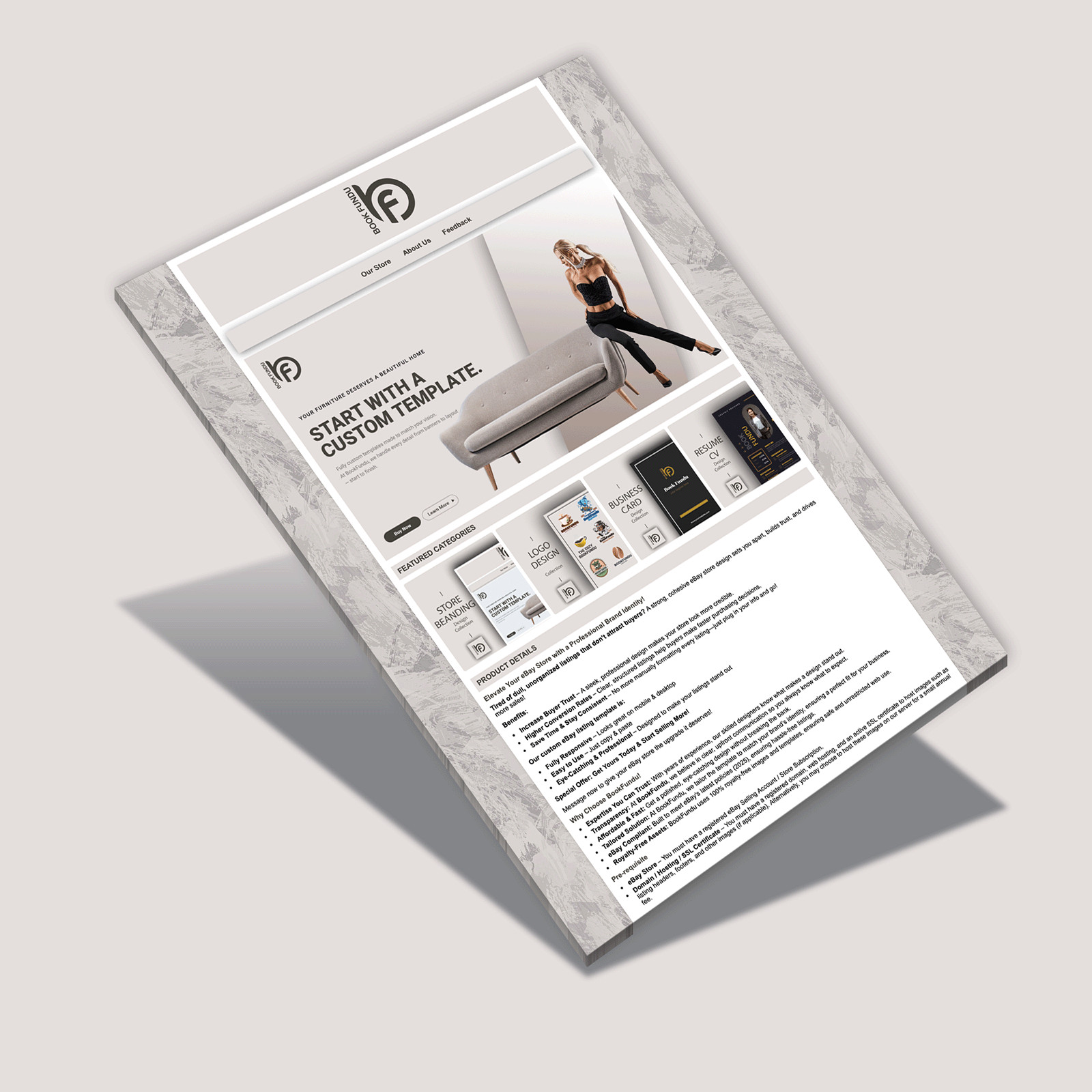 Modern Furniture eBayStore Design & Listing Template | Clean & Mobile Ready 2025