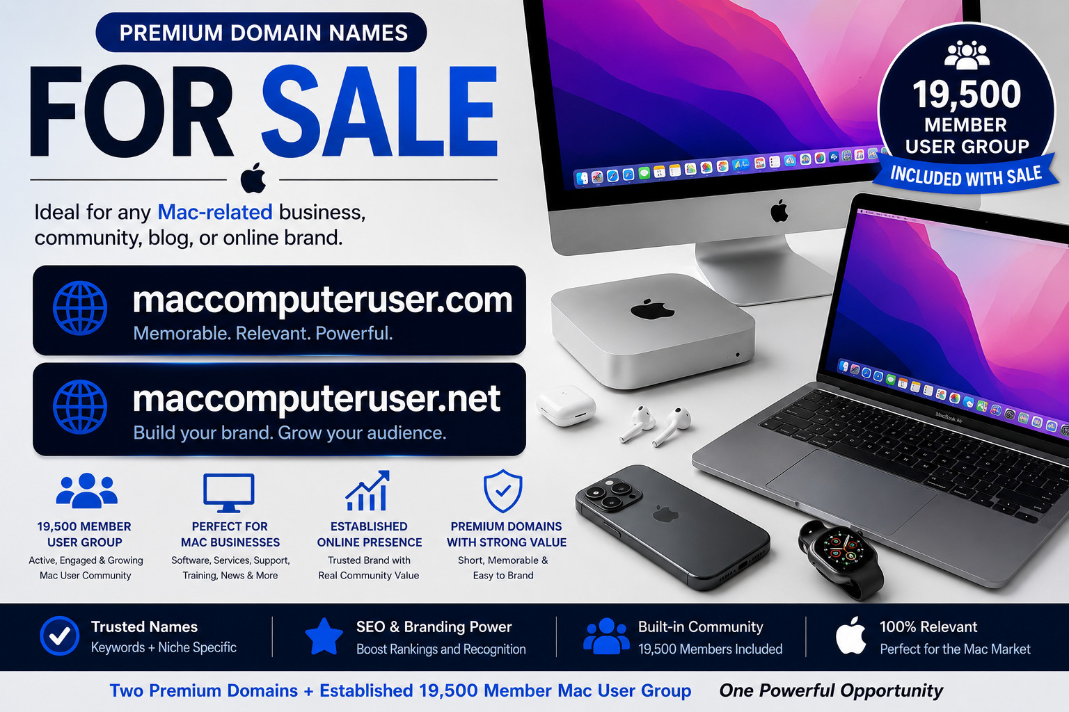  Two Domain Names PLUS A 19,500 MemberUser Group. maccomputeruser.com & .net
