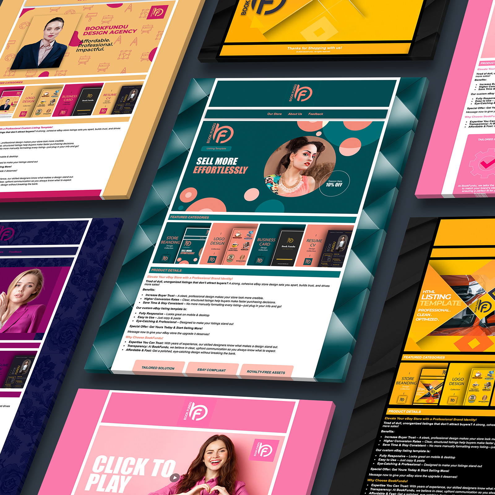 Custom eBay HTML Listing Template & Store Design | Header, Footer, Billboard