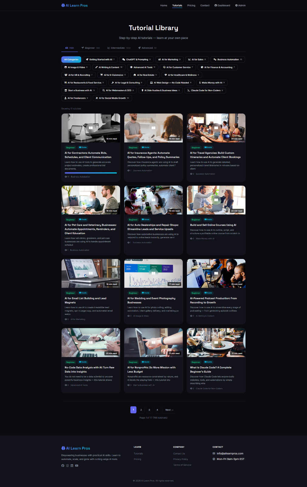 AI Learn Pros Online Education Business Website AI Training Platform
