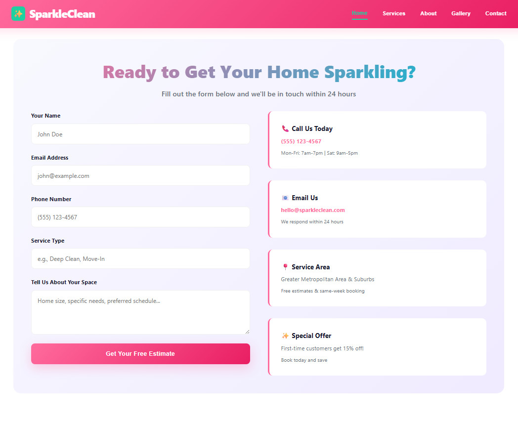 Professional Cleaning Services Website Template – Modern Design