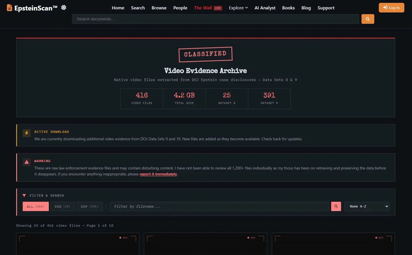 For Sale: EpsteinScan.org – 1.4M Document Search Engine Website | 441K+ Visitors